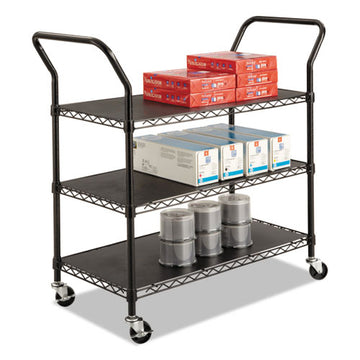 Safco® Wire Utility Cart, Three-shelf, 43.75w X 19.25d X 40.5h, Black freeshipping - TVN Wholesale